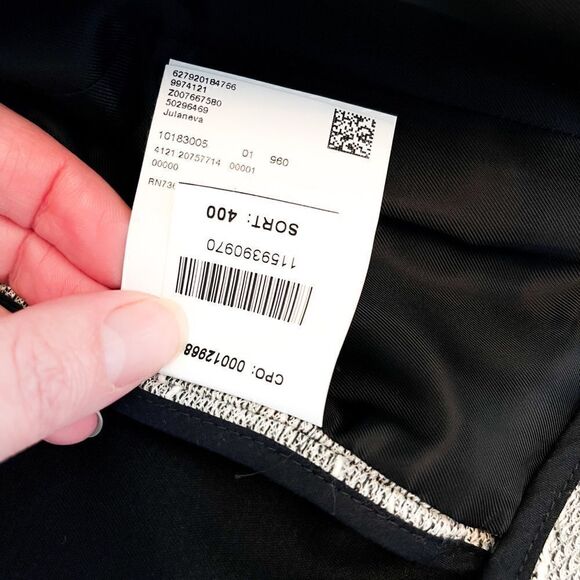 🍋 Boss Hugo Boss •Women’s Grey Cotton Tweed Moto Jacket Size 10 - Picture 7 of 9